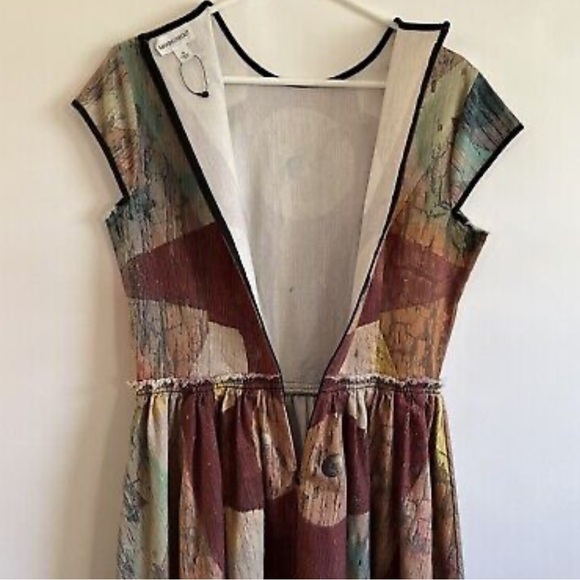 MAKING THE CUT Women's Winning Look Gary's Dress Beige Burgundy PaintPrint NWT M - Picture 11 of 16